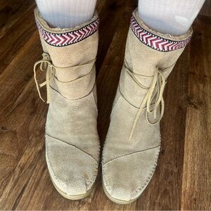 Stylish Beige Suede Ankle Boots